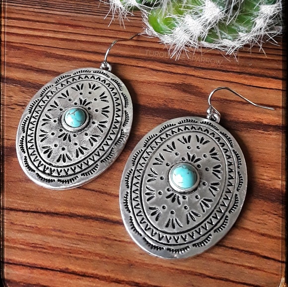 Antique Silver Medallion Earrings - Picture 1 of 1